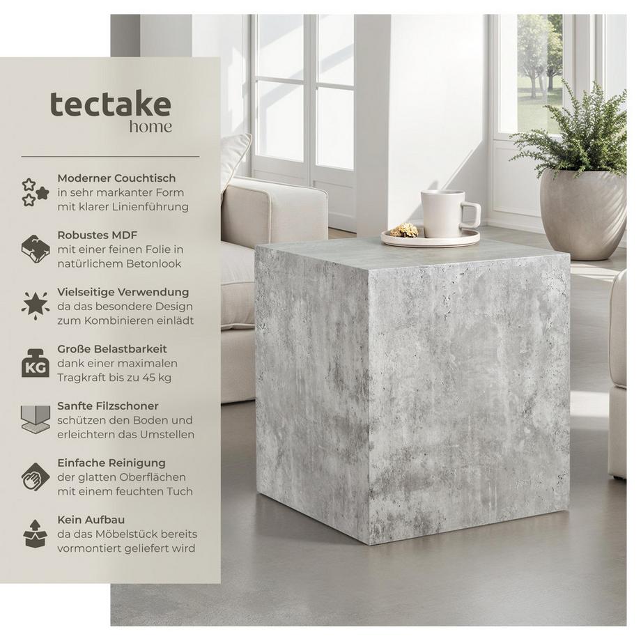 Tectake Couchtisch Lasley minimalistisches Design robustes MDF in Betonoptik  