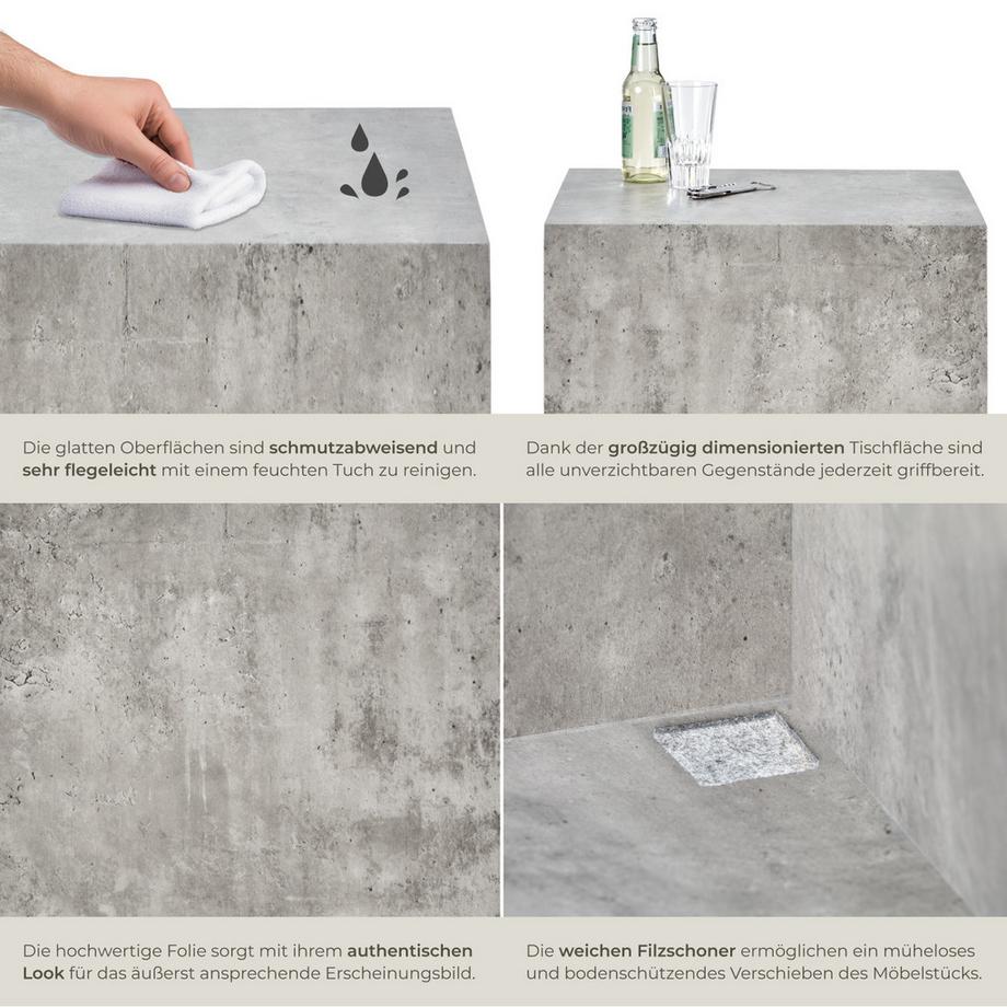 Tectake Couchtisch Lasley minimalistisches Design robustes MDF in Betonoptik  