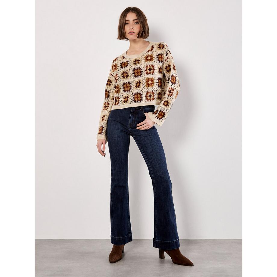 APRICOT Maglione Boxy a Quadri all’Uncinetto  