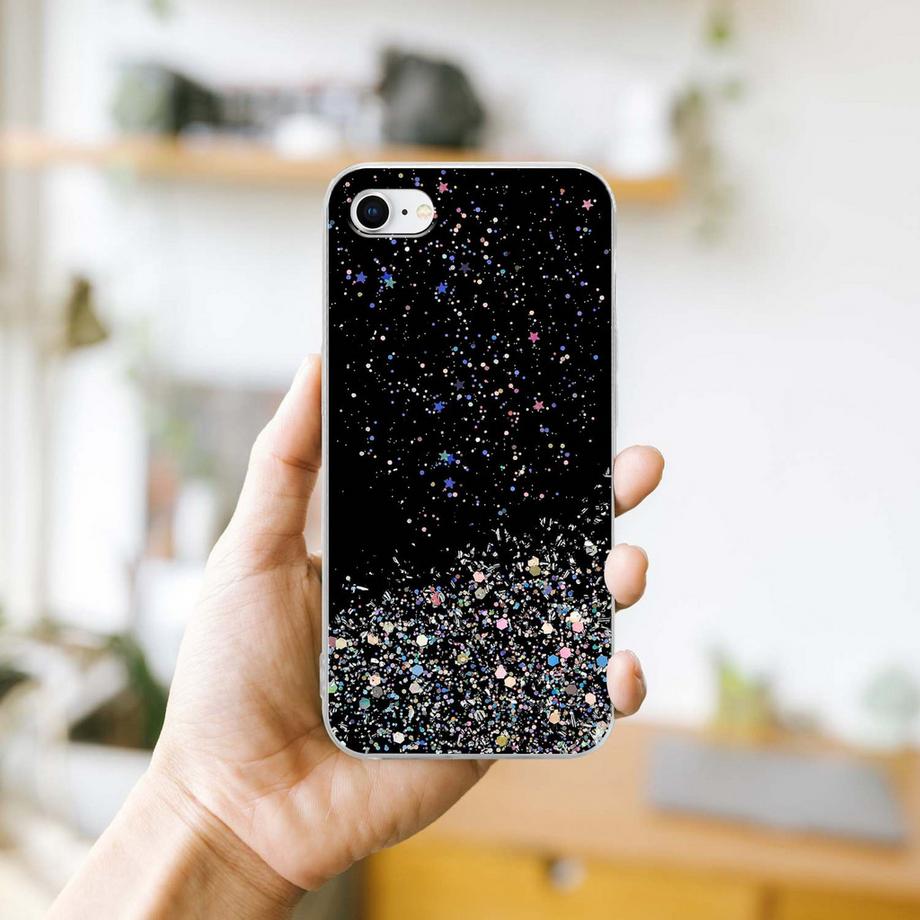 Cadorabo  Hülle für Apple iPhone 7  7S  8  SE 2020 TPU Silikon mit funkelnden Glitter 