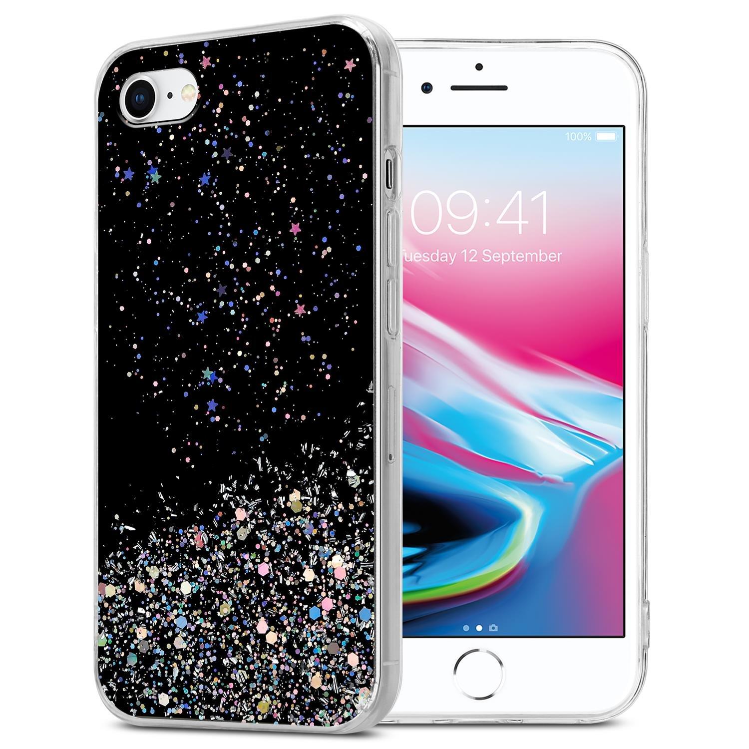 Cadorabo  Hülle für Apple iPhone 7  7S  8  SE 2020 TPU Silikon mit funkelnden Glitter 