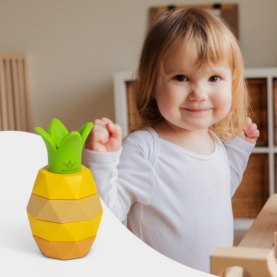 Activity-board  Lernspielzeug für motorische Fähigkeiten, stapelbare Ananas mit 5 Teilen 