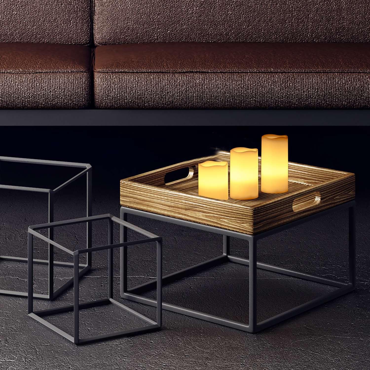 B2X Lot de 3 blocs lumineux LED en cire  