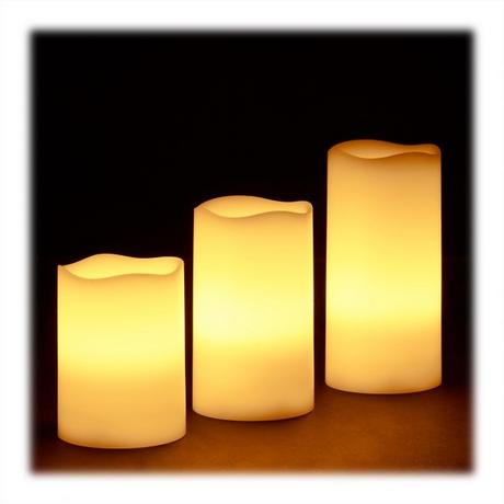 B2X Lot de 3 blocs lumineux LED en cire  
