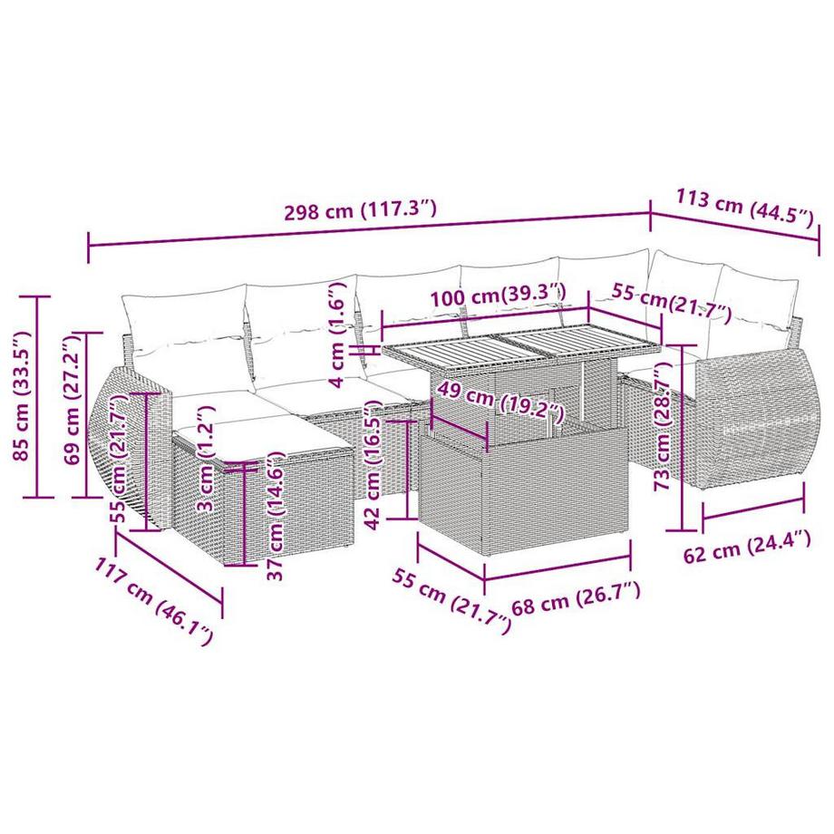 VidaXL Ensemble de canapés de jardin rotin synthétique  
