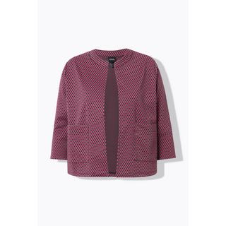 Ulla Popken Veste jacquard coupe ouverte col rond 3/4 manches  