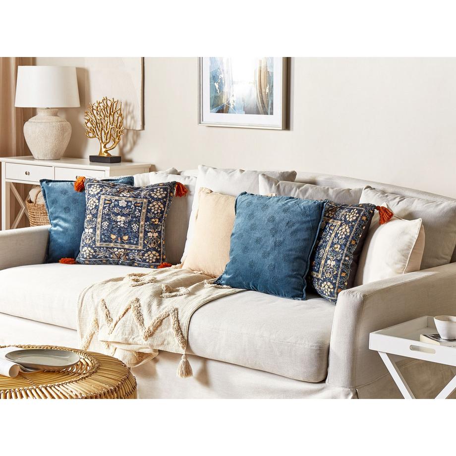 Beliani Lot de 2 coussins décoratifs en Velours Rétro PANAX  