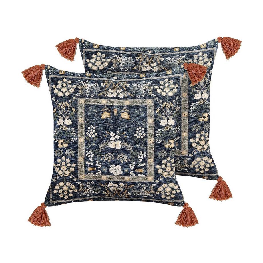 Beliani Lot de 2 coussins décoratifs en Velours Rétro PANAX  