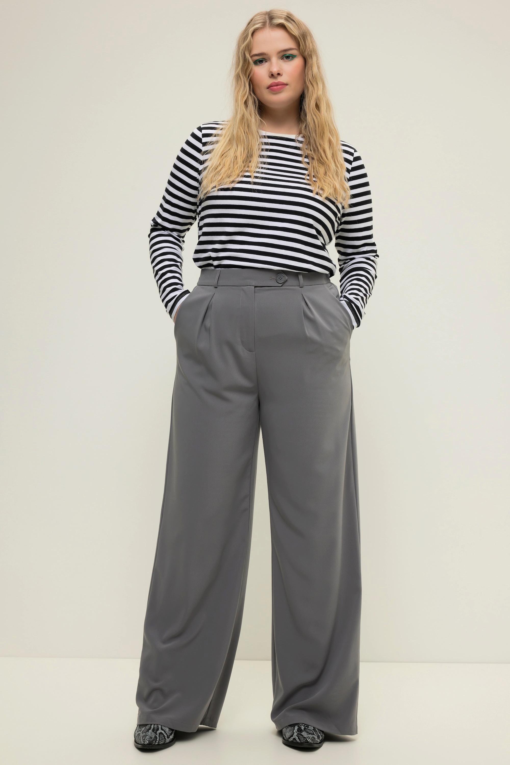 Studio Untold  Pantalon à taille haute et jambe large. Pinces, taille partiellement élastique 