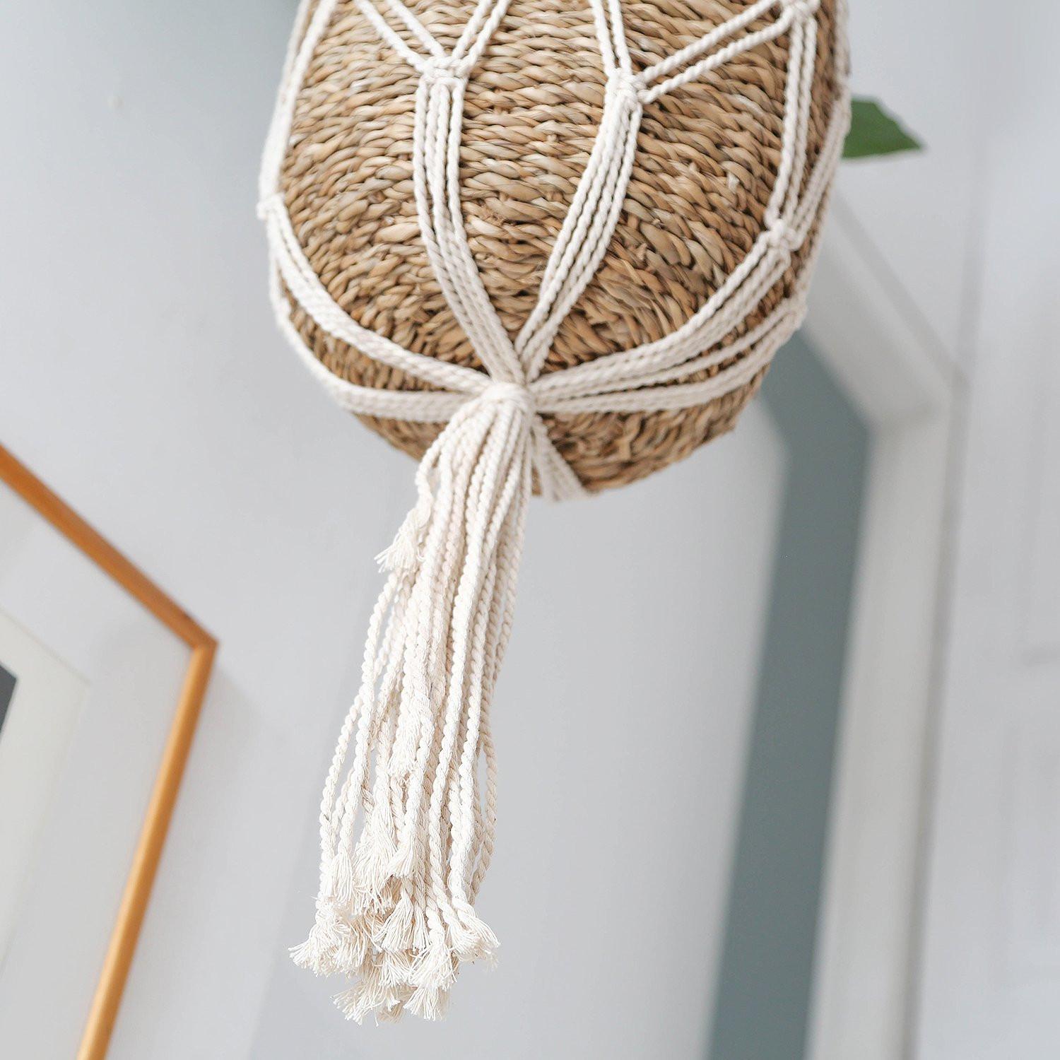 Calicosy Panier Suspension Macramé avec porte plantes en Algue marine  