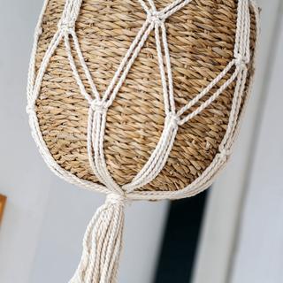 Calicosy Panier Suspension Macramé avec porte plantes en Algue marine  