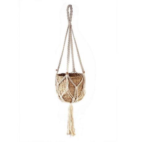 Calicosy Panier Suspension Macramé avec porte plantes en Algue marine  