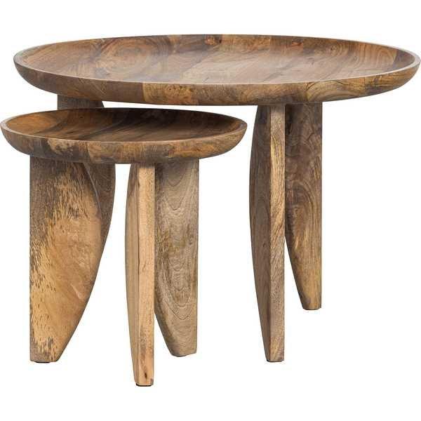 mutoni Table d'appoint talons hauts bois de manguier naturel (série de 2)  