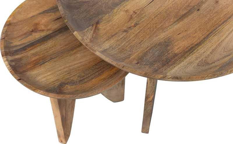 mutoni Table d'appoint talons hauts bois de manguier naturel (série de 2)  