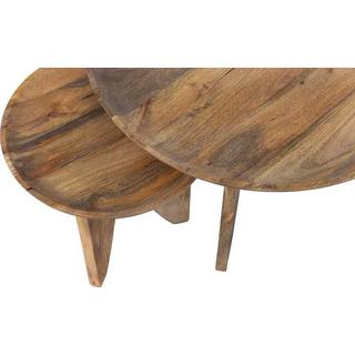 mutoni Table d'appoint talons hauts bois de manguier naturel (série de 2)  