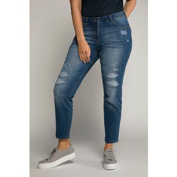 Jeans modello Sarah a vita alta con gamba aderente ed effetto destroyed