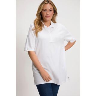 Ulla Popken  Polo en maille piquée avec patte de boutonnage en velours et manches courtes 