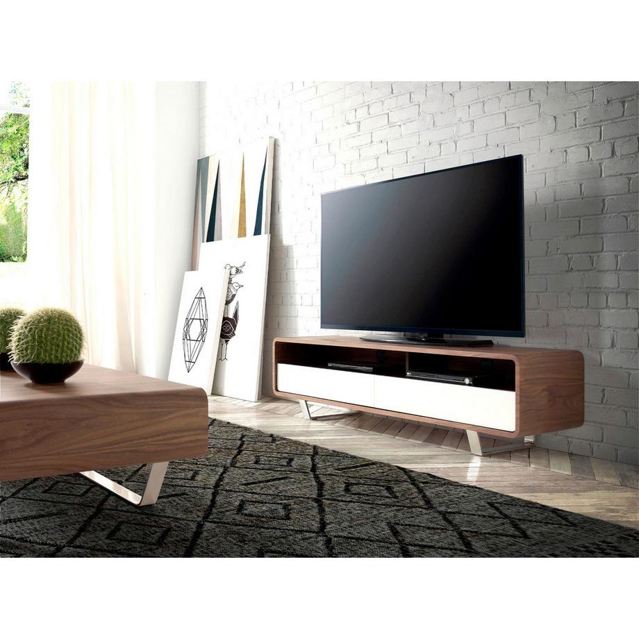 ANGEL CERDA TV-Ständer ausem Holz, Nussbaum und verchromtem Stahl  