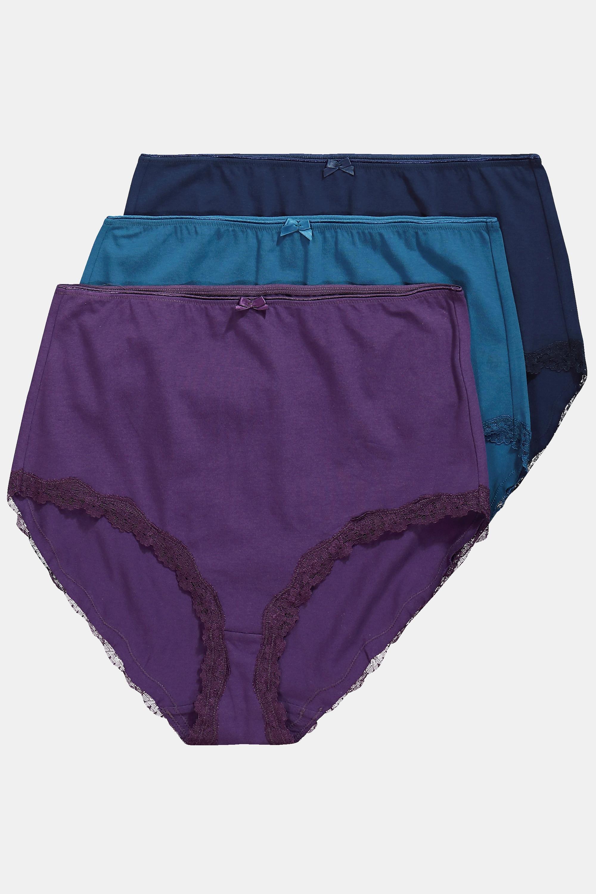 Ulla Popken  Maxislips, 3er-Pack, Spitzenkanten, High Waist 