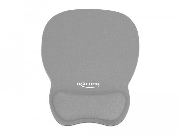 DeLock  Mouse pad ergonomico con poggiapolsi grigio 245 x 206 mm 