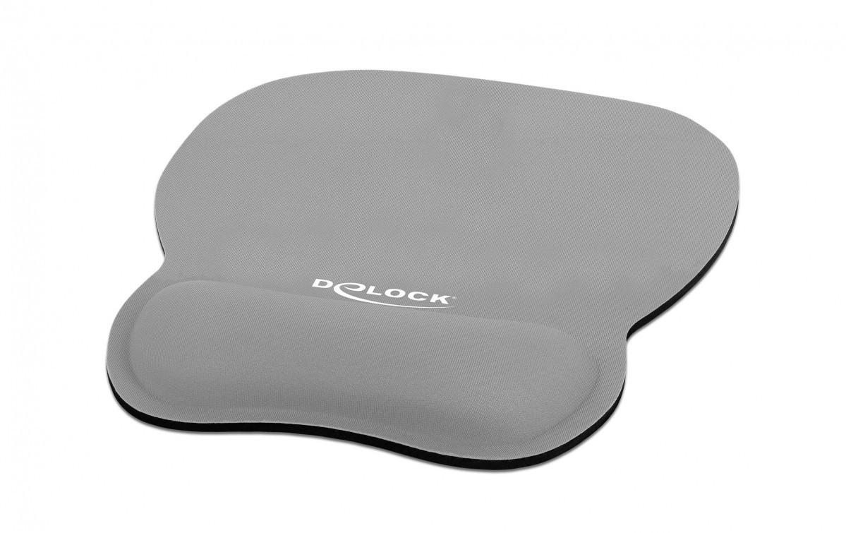 DeLock  Mouse pad ergonomico con poggiapolsi grigio 245 x 206 mm 