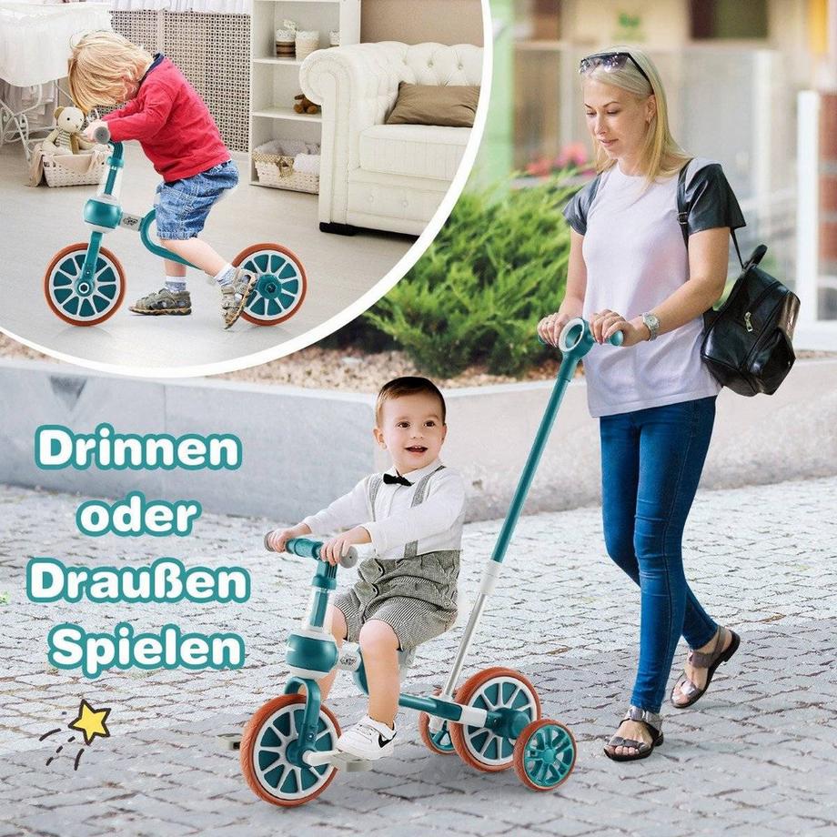 Northix  Tricycle pour enfants 4 en 1 avec poignée parentale 