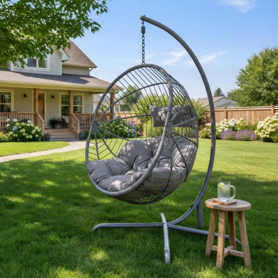 Arebos Hängesessel mit Gestell Sessel höhenverstellbar  