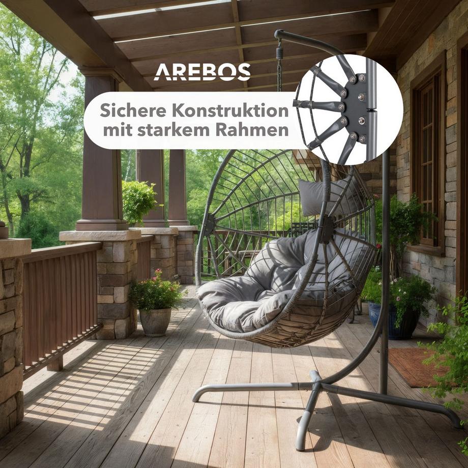 Arebos Hängesessel mit Gestell Sessel höhenverstellbar  
