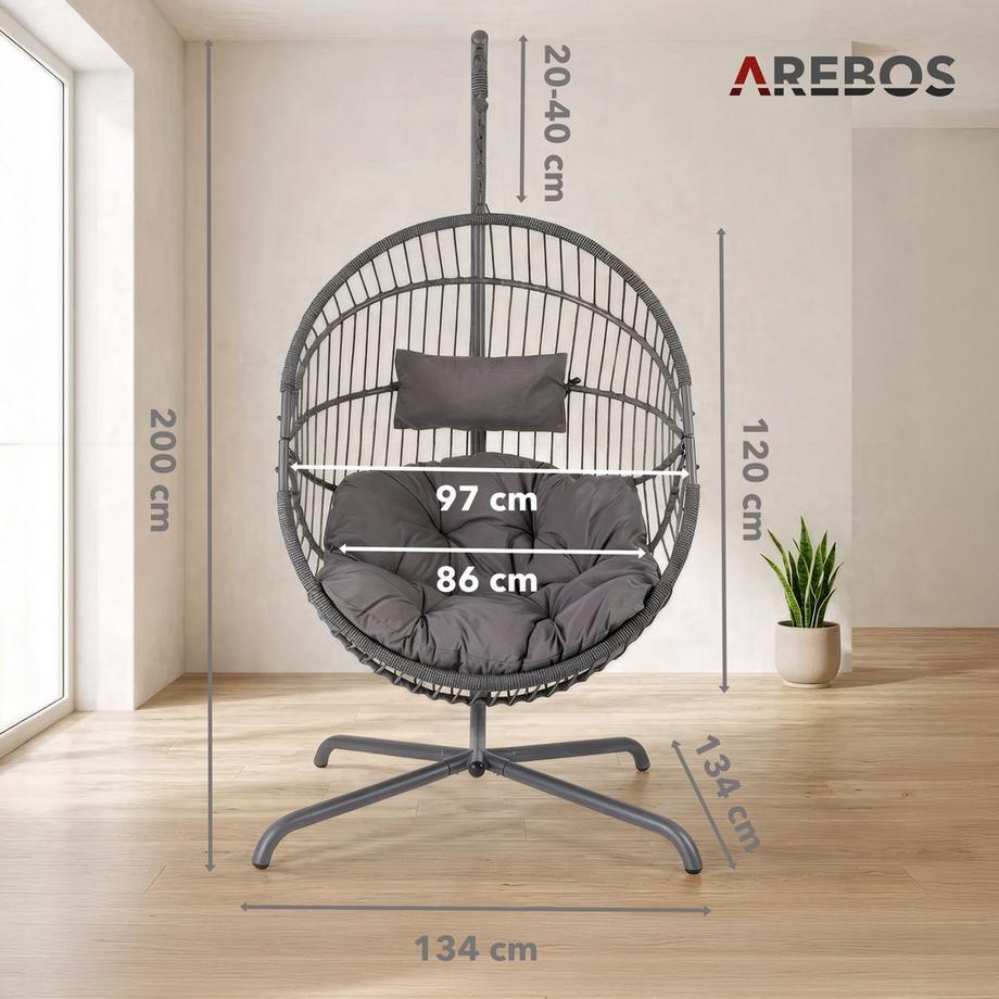 Arebos Hängesessel mit Gestell Sessel höhenverstellbar  