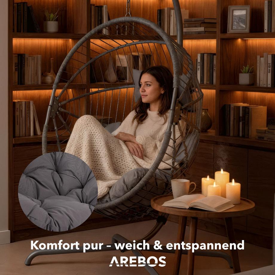 Arebos Hängesessel mit Gestell Sessel höhenverstellbar  