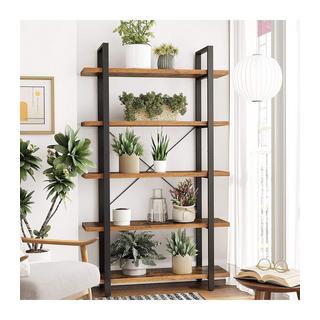 Calicosy Libreria a 5 livelli in metallo e effetto legno  