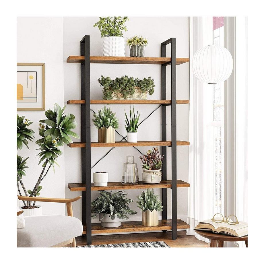 Calicosy Libreria a 5 livelli in metallo e effetto legno  