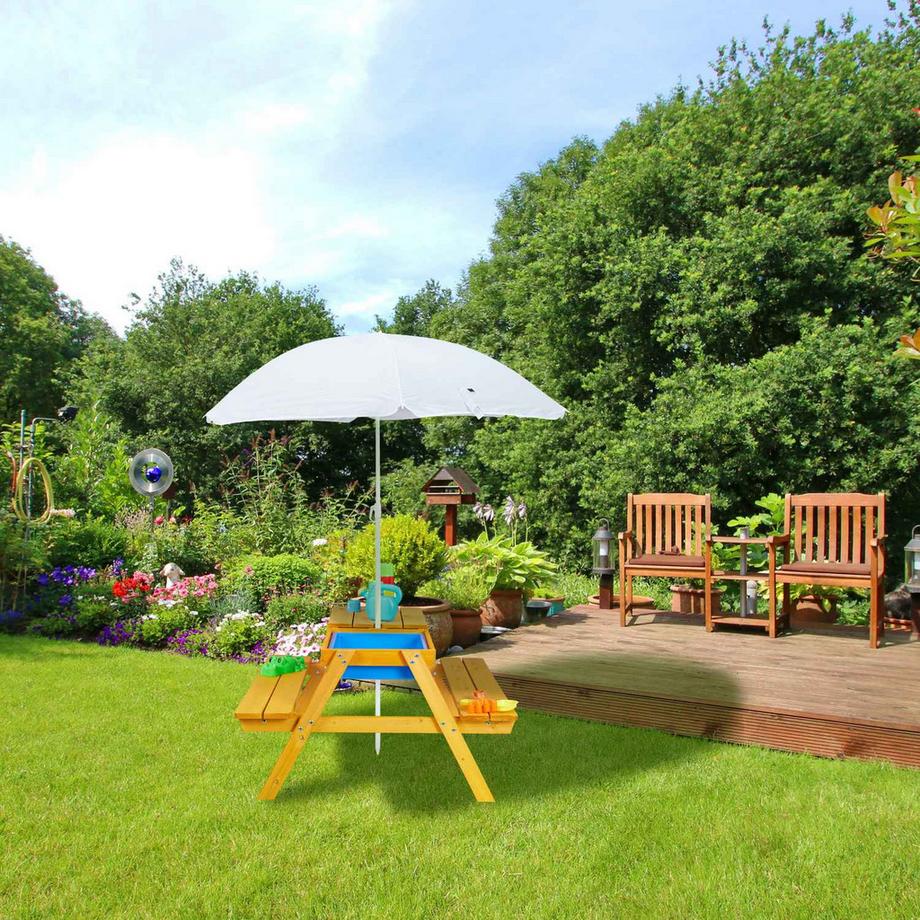 B2X  Kindersitzgruppe Holz mit Sonnenschirm 