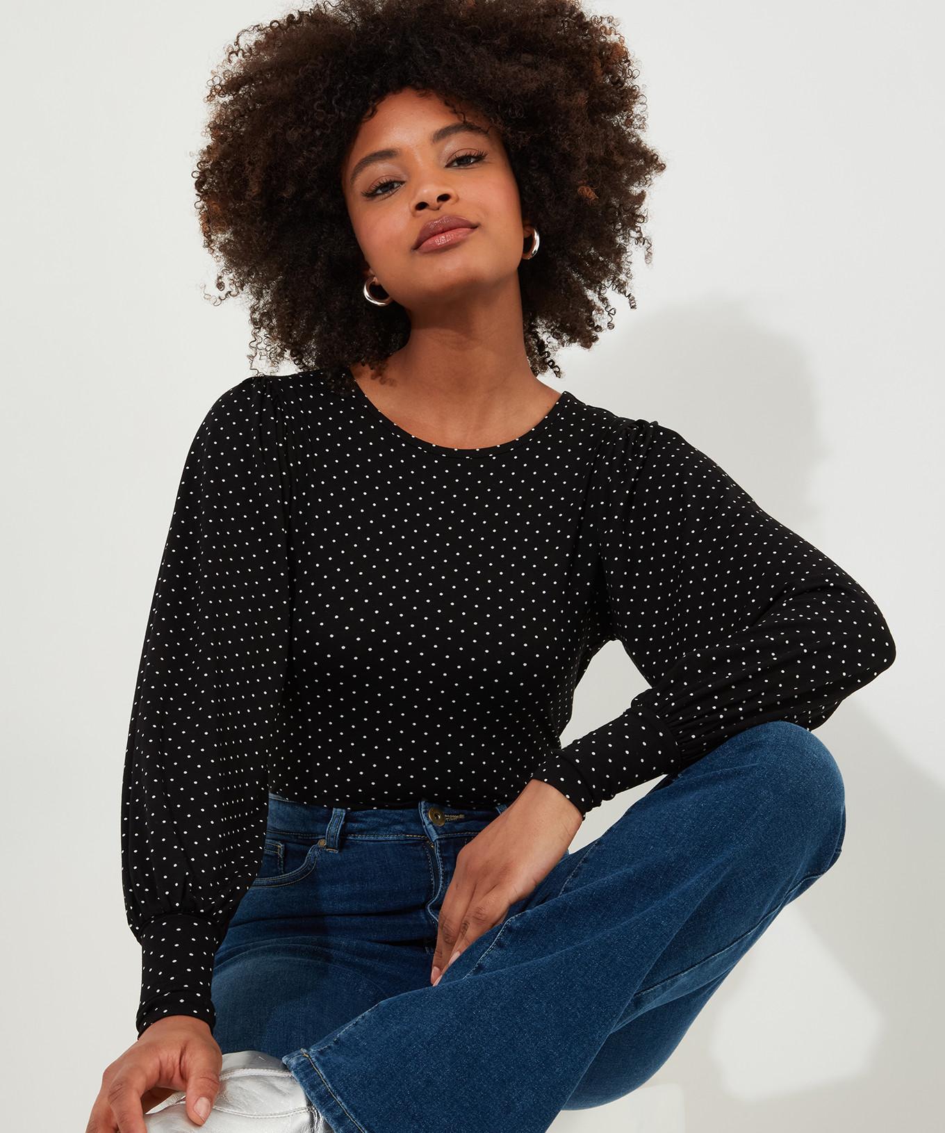 Joe Browns  Jersey-Top mit Polka-Dot-Muster 