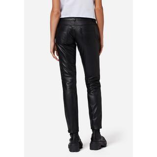 RICANO  Pantaloni in pelle da donna Tally Pant, a vita bassa con ruches e cerniera sulla gamba. 