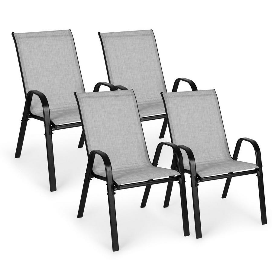 Lot de 4 chaises de jardin pour terrasse ou balcon gris clair MultiGarden