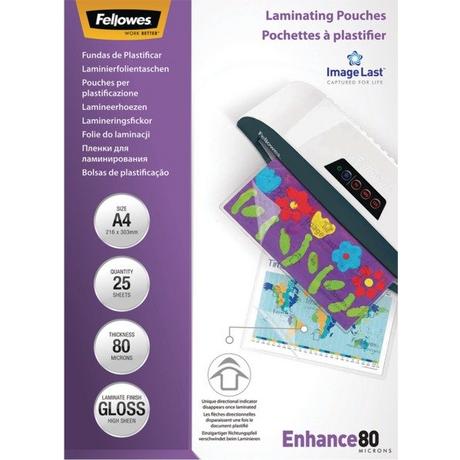 Fellowes  FELLOWES Laminiertasche A4 5396205 glanz, 80my 25 Stk 