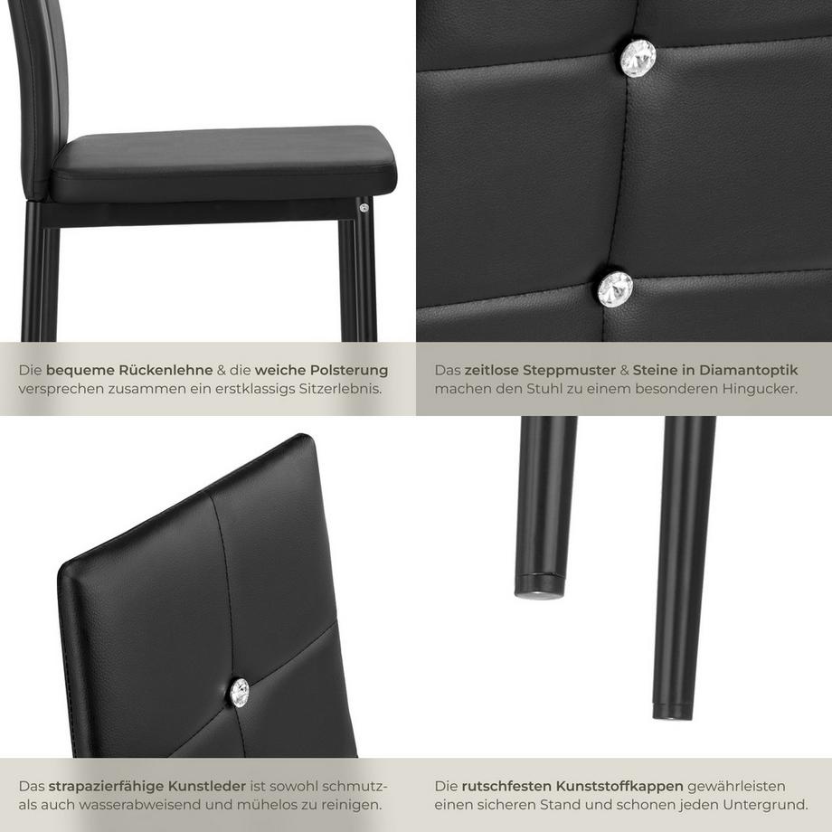 Tectake Set di sedie per sala da pranzo Julien  imbottite con rivestimento in ecopelle  