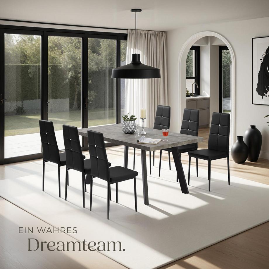 Tectake Ensemble de chaises de salle à manger JULIEN rembourré avec revêtement aspect cuir  