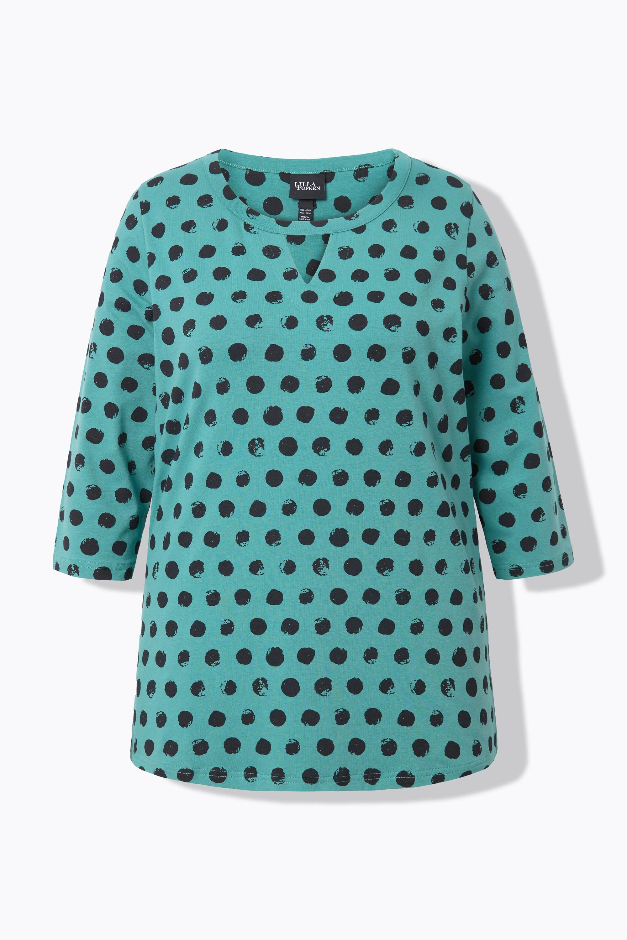 Ulla Popken  Shirt, Tupfen, Classic, Rundhals, 3/4-Arm 