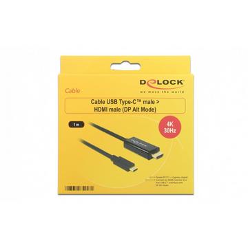 DeLOCK 85258 cavo e adattatore video 1 m USB tipo-C HDMI Nero