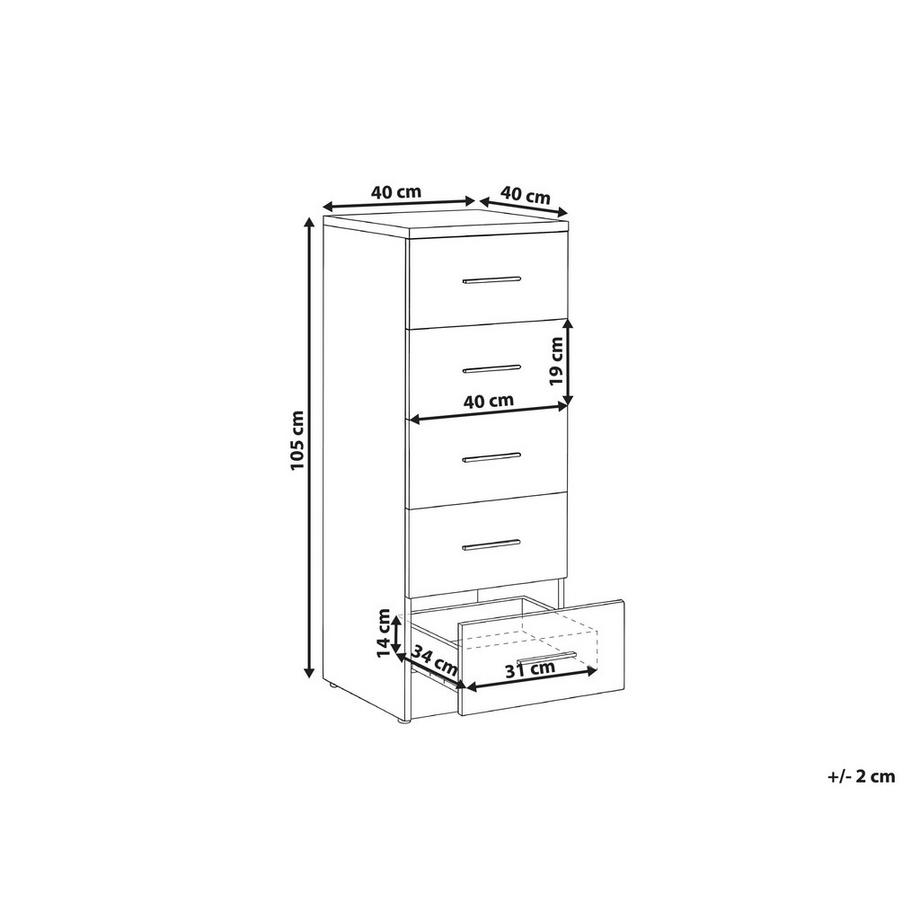 Beliani Commode à 5 tiroirs en MDF Scandinave KITIMAT  