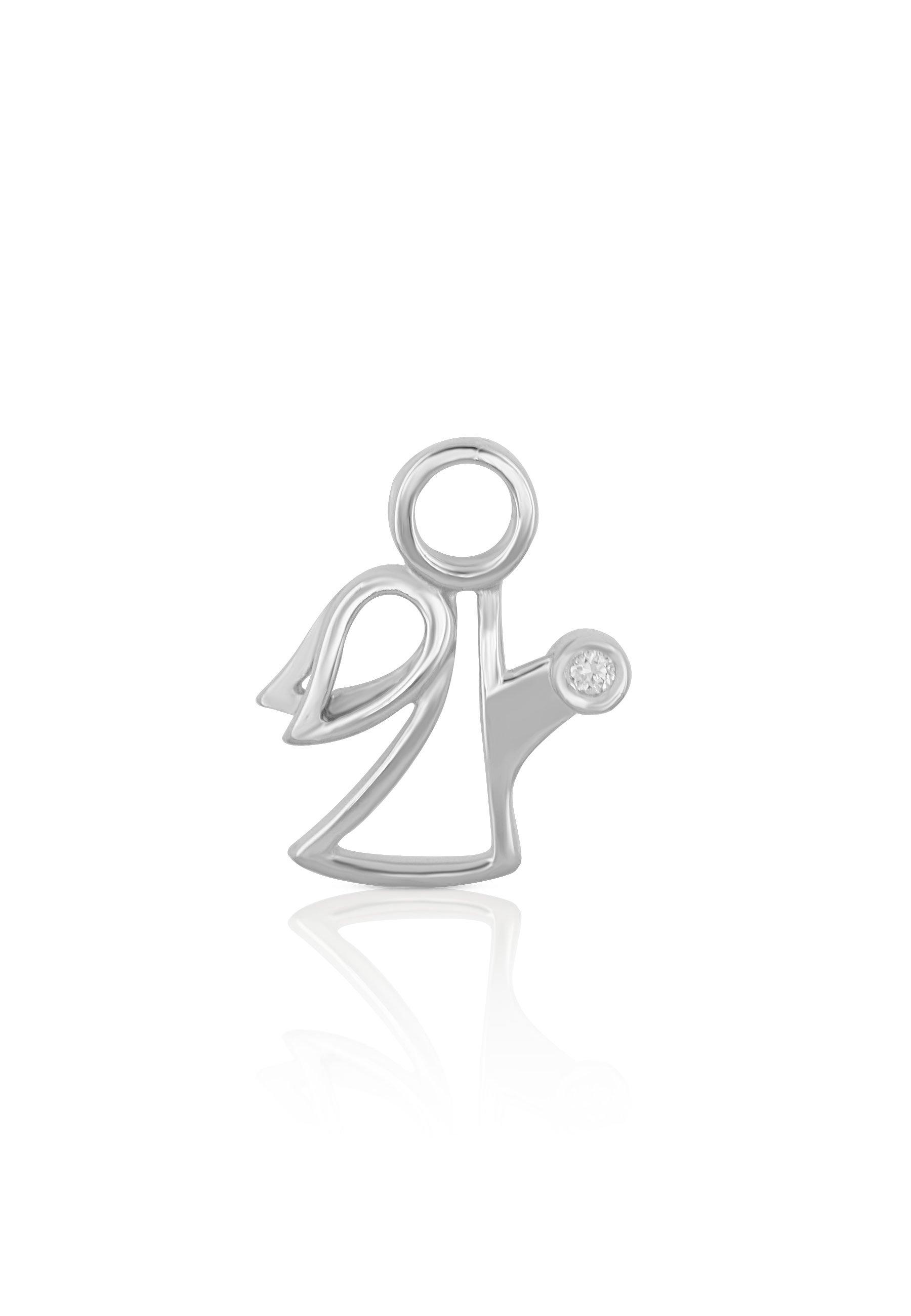 MUAU Schmuck  Pendentif ange en or blanc 750 diamant 0,0075ct. 13x11mm 