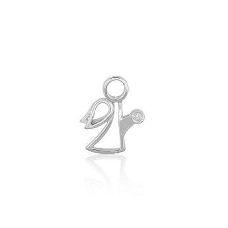 MUAU Schmuck  Pendentif ange en or blanc 750 diamant 0,0075ct. 13x11mm 