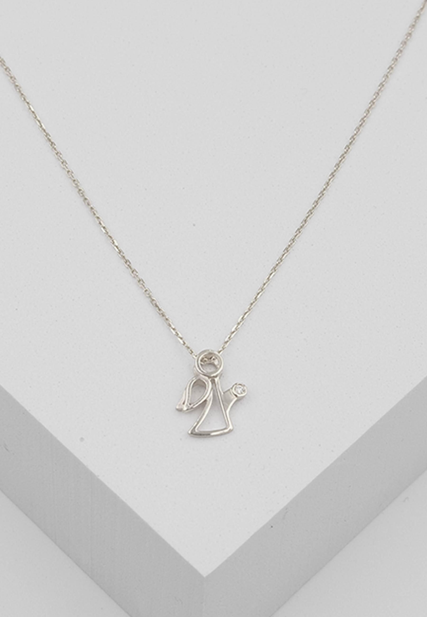 MUAU Schmuck  Engel Anhänger Weissgold 750 Diamant 0.0075ct. 13x11mm 