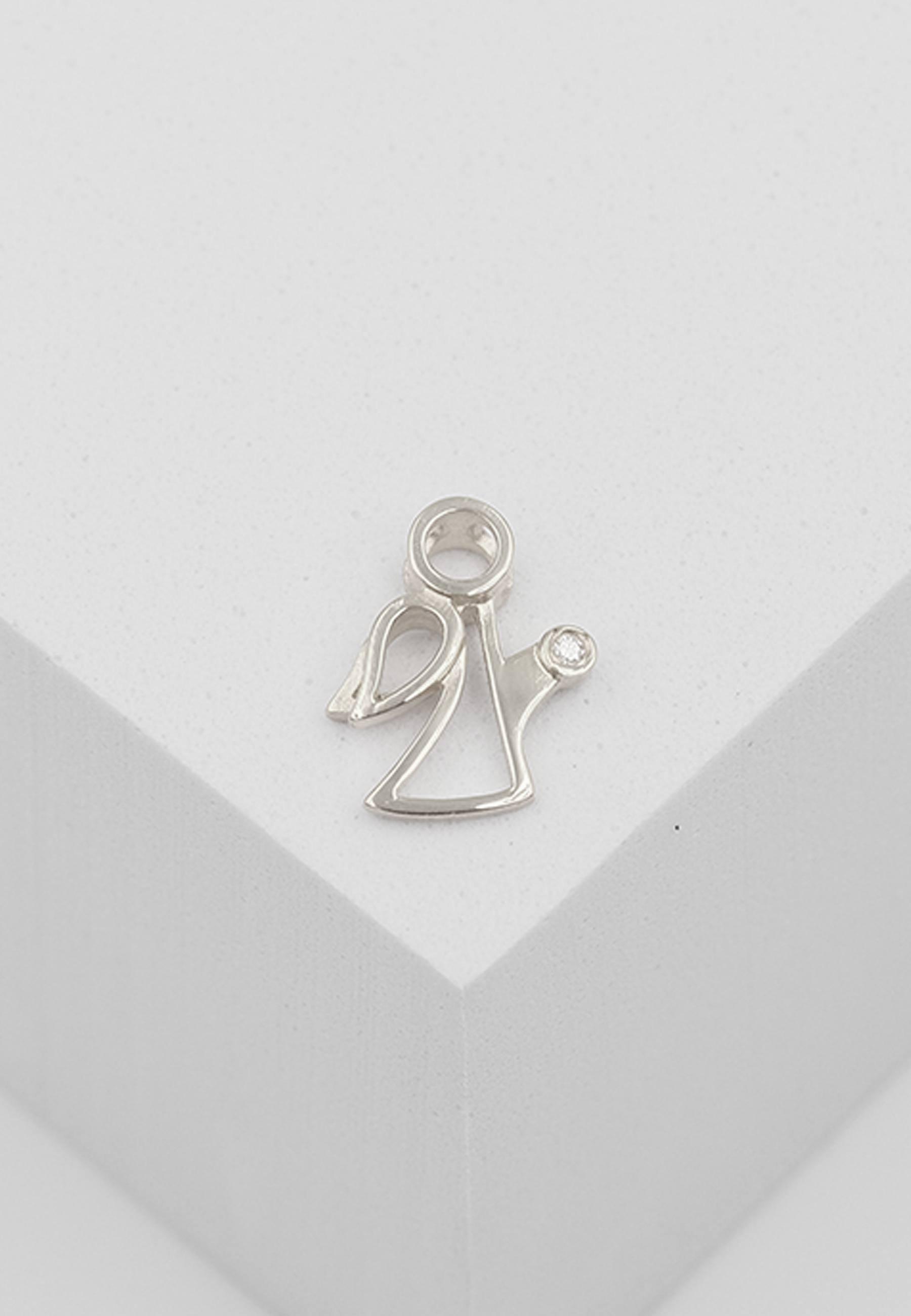 MUAU Schmuck  Pendentif ange en or blanc 750 diamant 0,0075ct. 13x11mm 