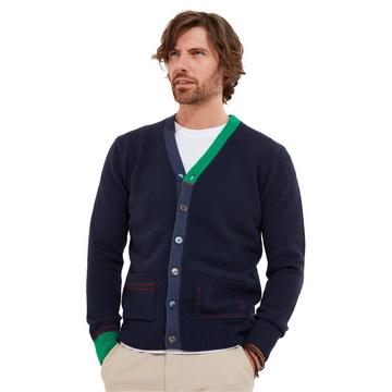 Marineblaue Strickjacke mit Grobstrick