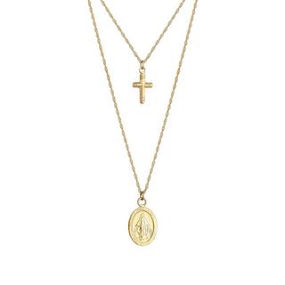 Elli  Halskette Layer Marienbild Kreuz Layer 