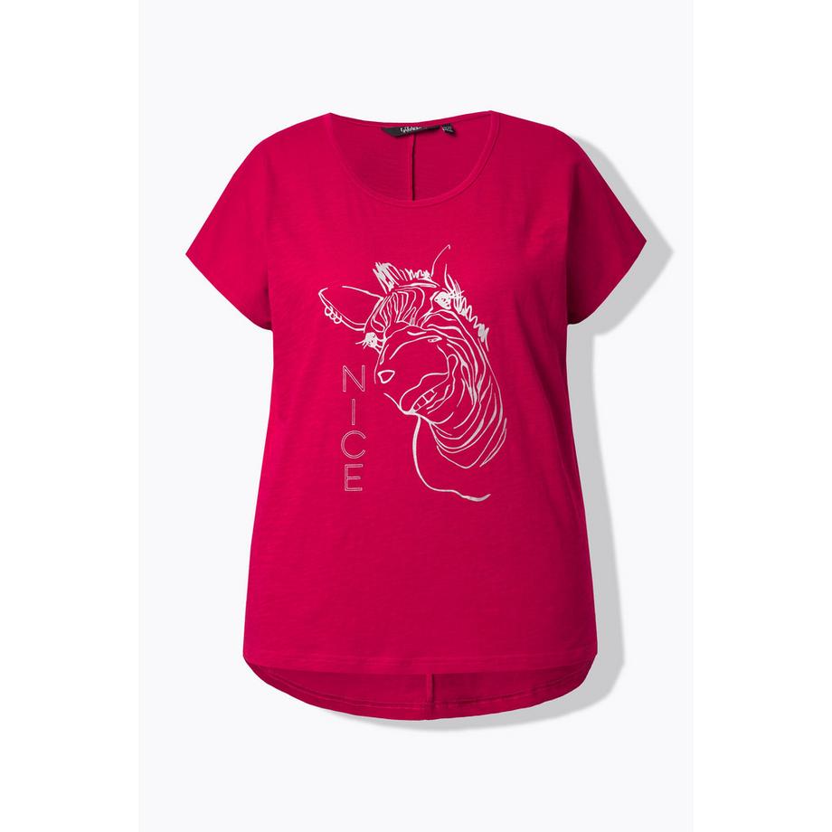 Ulla Popken T-shirt Oversized Motivo Animale Metallico Mezza Manica  