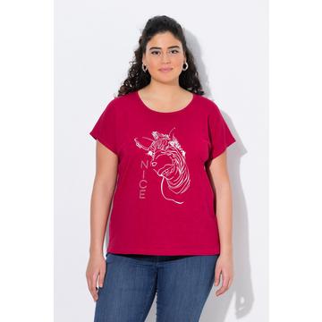 T-shirt dal taglio oversize con design metallico con animale, scollo a girocollo e mezze maniche